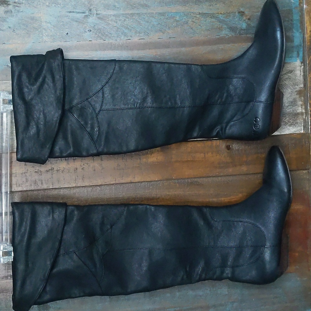 Lucky Brand Black Leather Gwen Knee High Boots - Women's 7